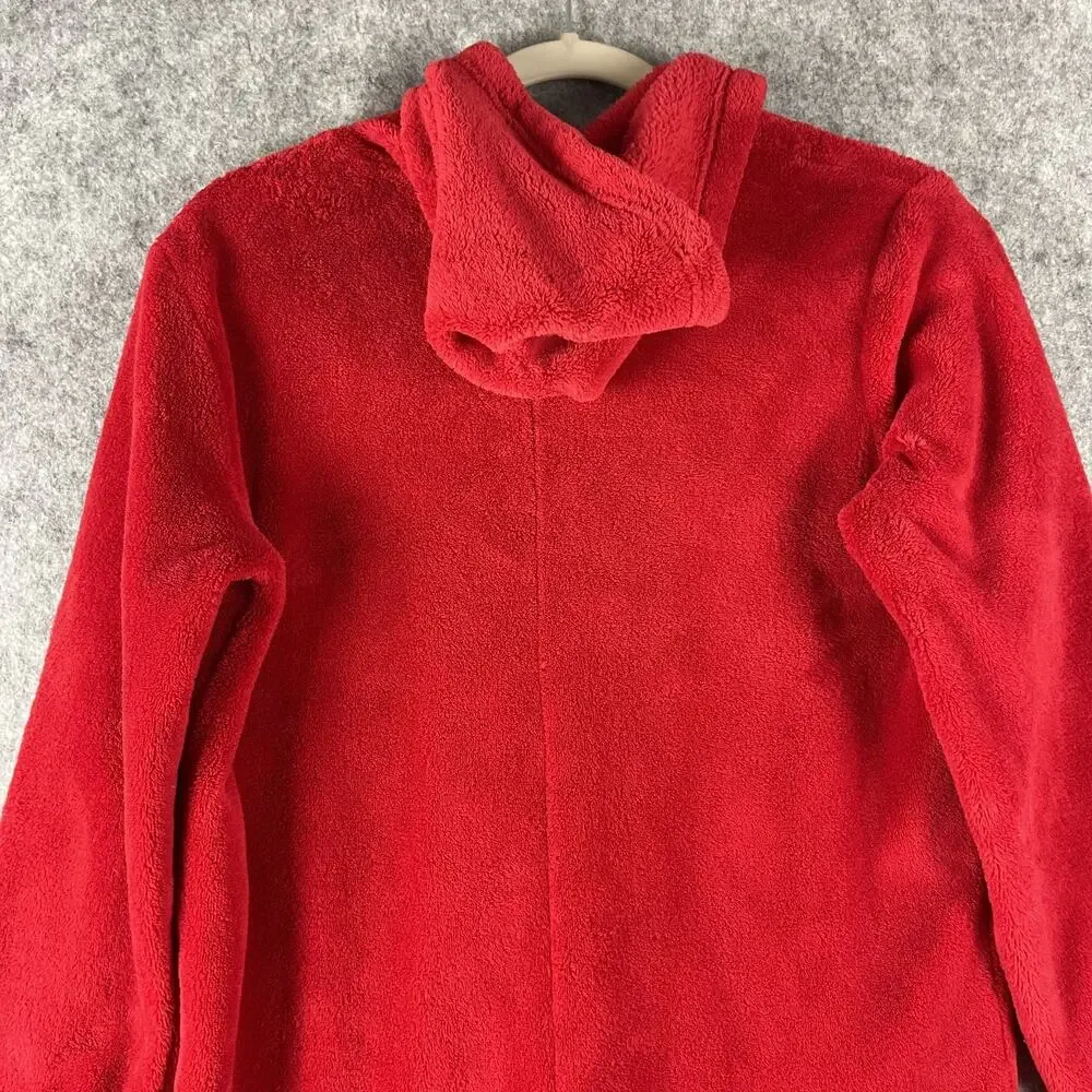 Abercrombie Fitch Kids One Piece Pajama 15/16 Red Hooded Moose‎ Cozy Christmas